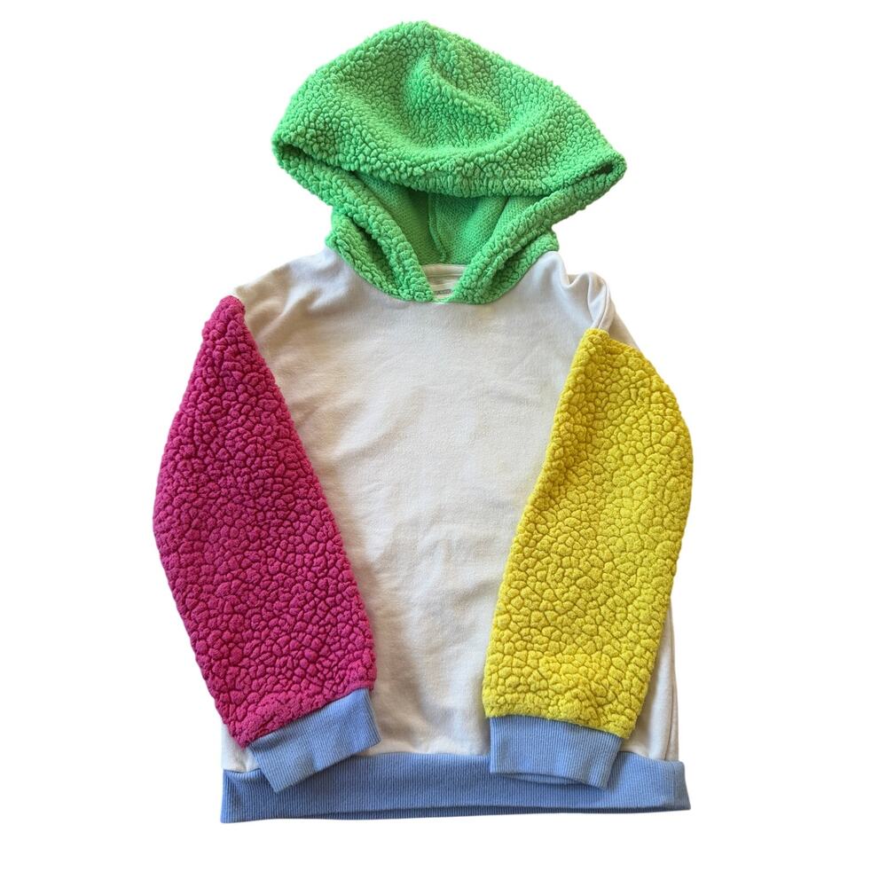 Tucker + Tate Colorblock Sherpa Hoodie Girls Size 4 Green Pink Yellow